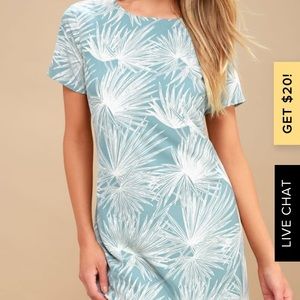 Cancun Calling Dusty Sage Print Shift Dress